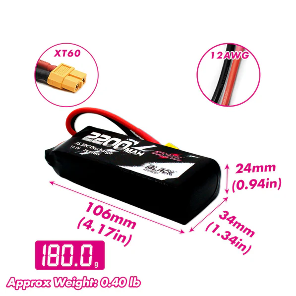 CNHL black series 2200mah 3s 11.1v 30c lipo battery with xt60 plug